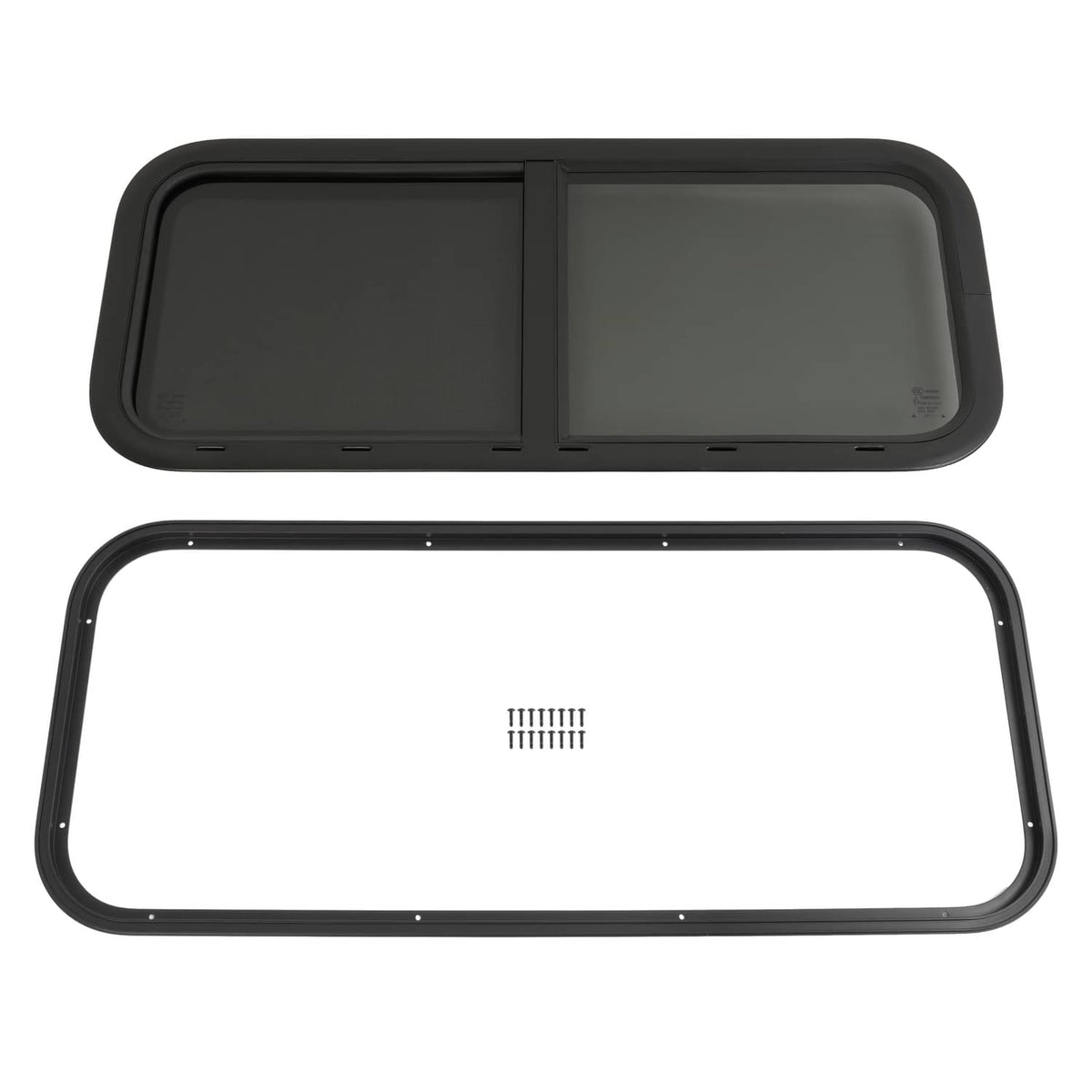 Bethesda Industrial 36" W x 15" H Horizontal Slider RV Window For Cargo Trailer W/ Screen Trim Ring
