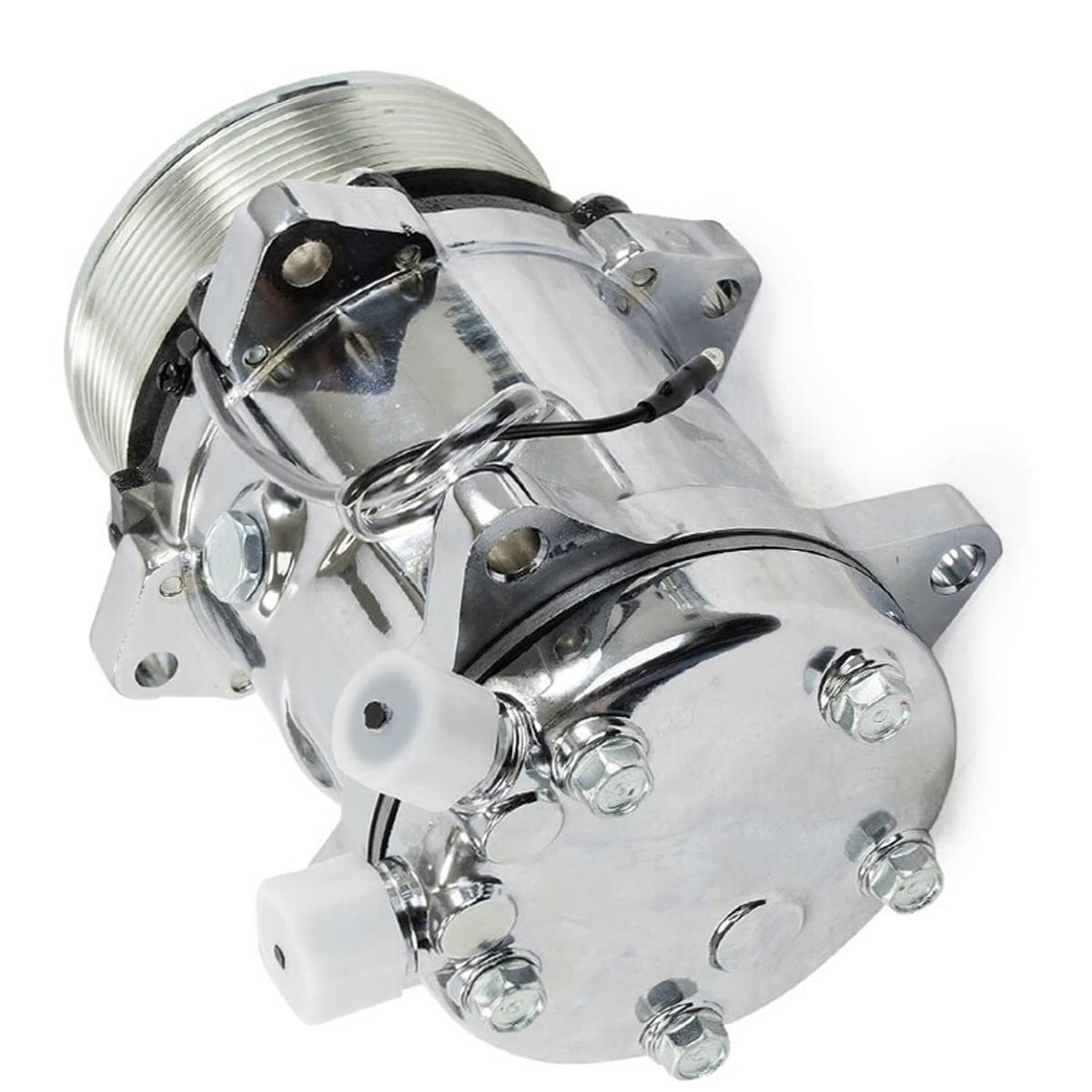 Bethesda Industrial AC Compressor w/ Clutch for Sanden 508 Style 8-Groove Serpentine Belt Aluminum