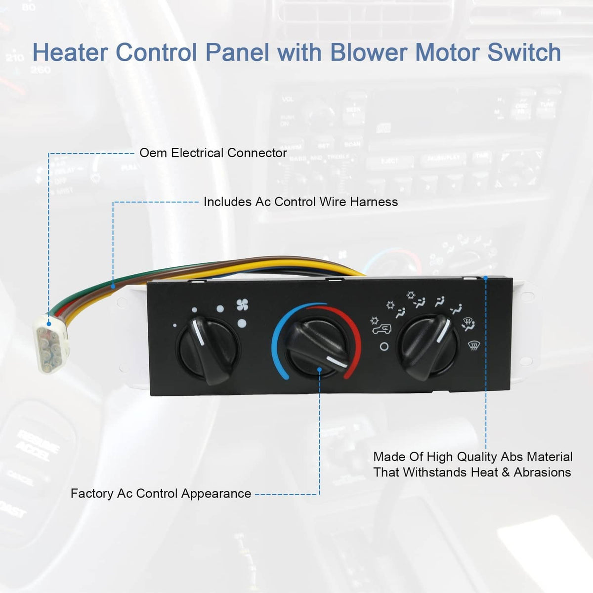 Bethesda Industrial A/C Heater Control Panel Switch For Jeep Wrangler TJ 1999-2004 Blower 55037473AB