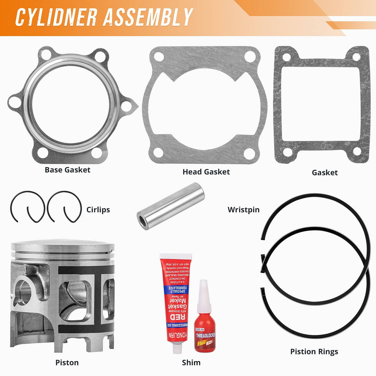 Bethesda Industrial Top End Kit 1988-2006 Fit For Yamaha Blaster 200 YFS200 Cylinder Piston Gasket
