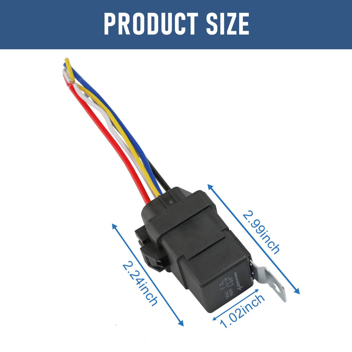 Bethesda Industrial Waterproof 5 Pin 12V 40 Amp Relay & Socket W/ 5" 12 Gauge Wire Pigtail Harness