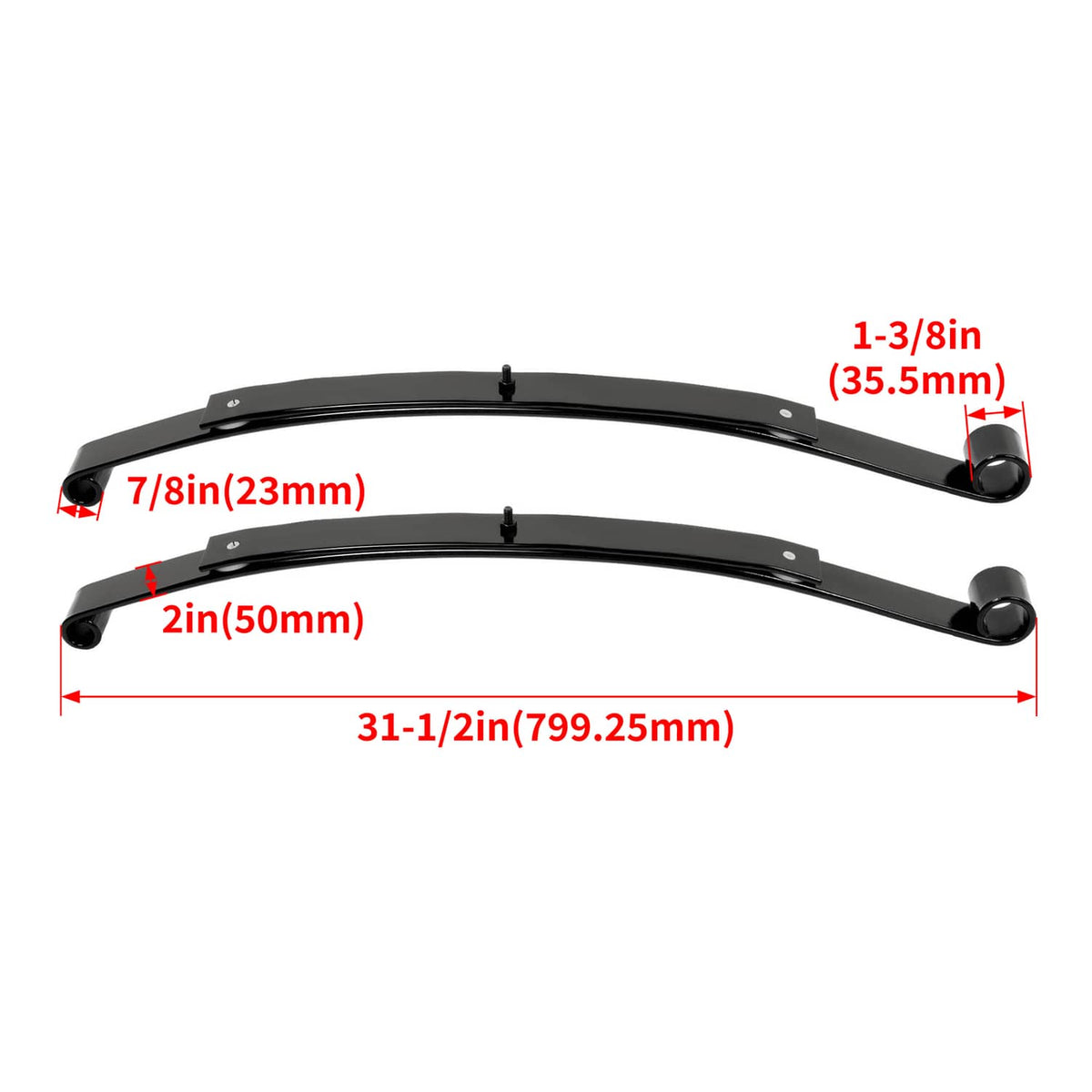 Bethesda Industrial Heavy Duty Golf Cart Rear Leaf Spring Kit (2 Leaf ) For EZGO RXV 2008+, Set of 2