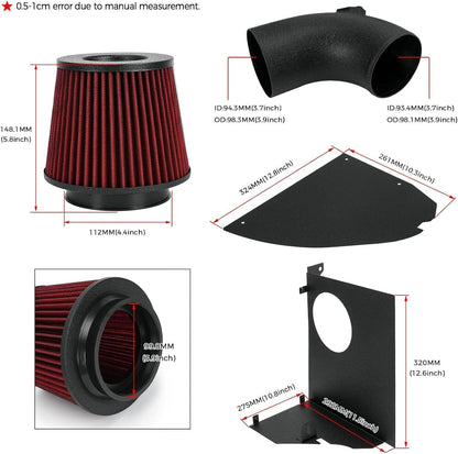 Bethesda Industrial 4" Cold Air Intake System Kit w/Red Filter For BMW 2019+ M340i G20 G21 B58 3.0L