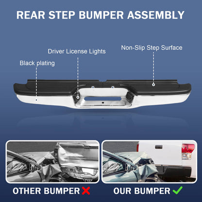 Bethesda Industrial Complete Steel Rear Step Bumper Assembly For Toyota Tacoma 1995-2004 Chrome
