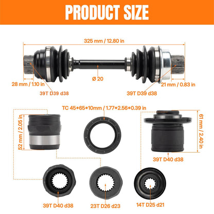 Bethesda Industrial Front Differential Drive Shaft w/Couplers for Yamaha Grizzly 660 99999-03630-00