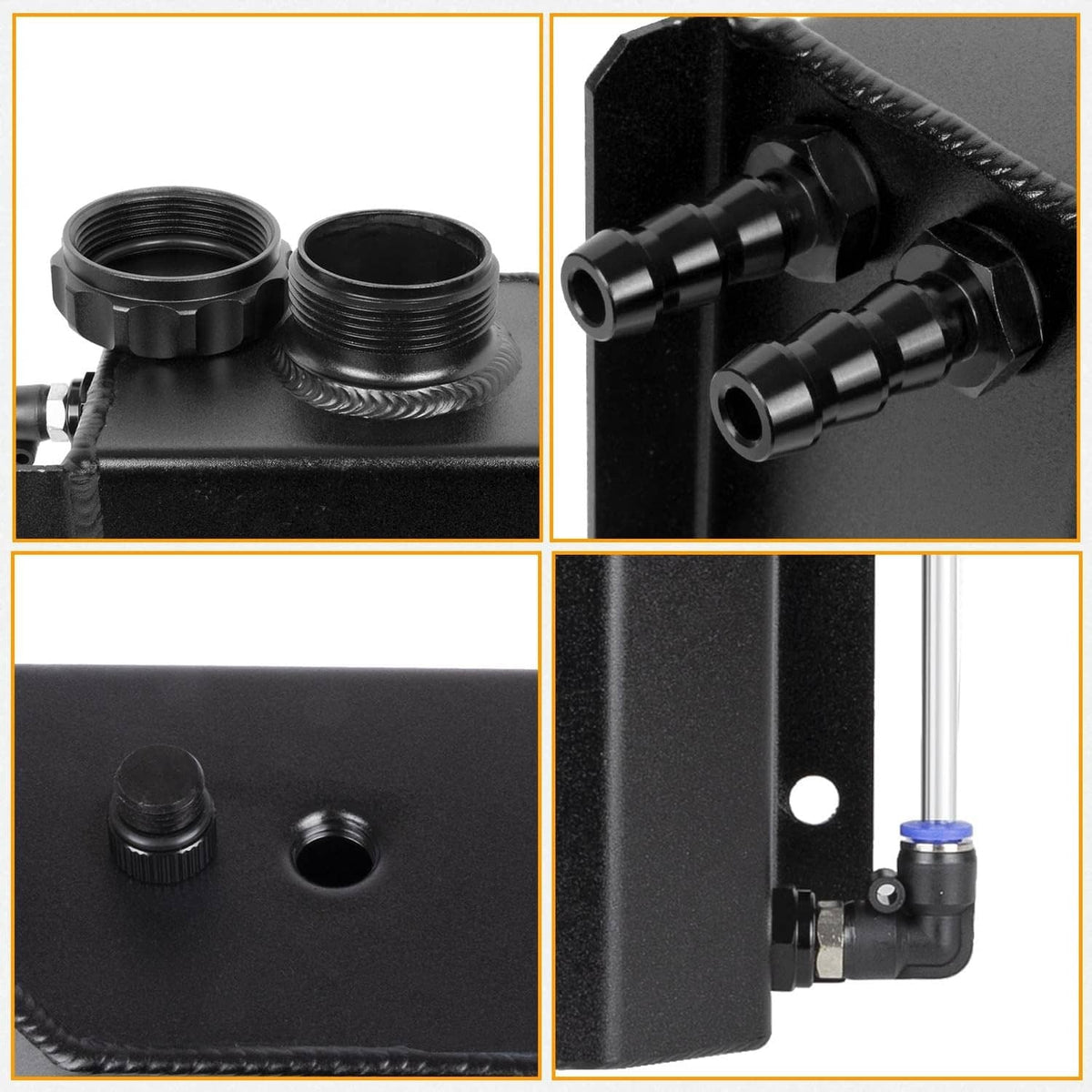 Bethesda Industrial Black 2L Radiator Coolant Overflow Water Bottle Expansion Reservoir Tank +Cap