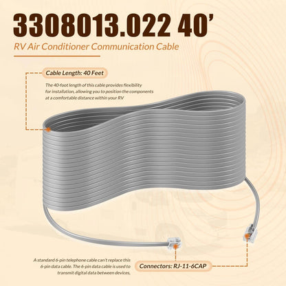 Bethesda Industrial 3308013.022 40’ RV Air Conditioner Communication Cable for Dometic Multi-Zone