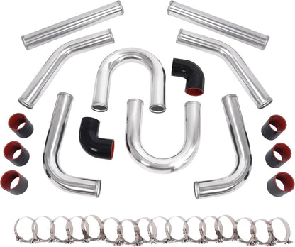 Bethesda Industrial 3" Polished Intercooler Piping w/ U Pipe Black Silicone Coupler + Clamp Kit DIY