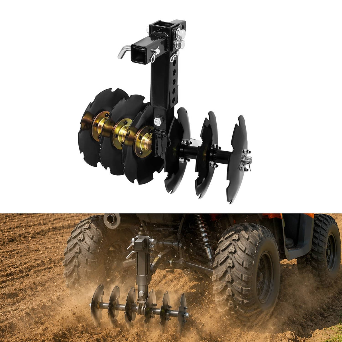 Bethesda Industrial 20" Notched Disc Harrow Plow Attachment for ATV UTV W/ 6 X Concave 2" Receiver