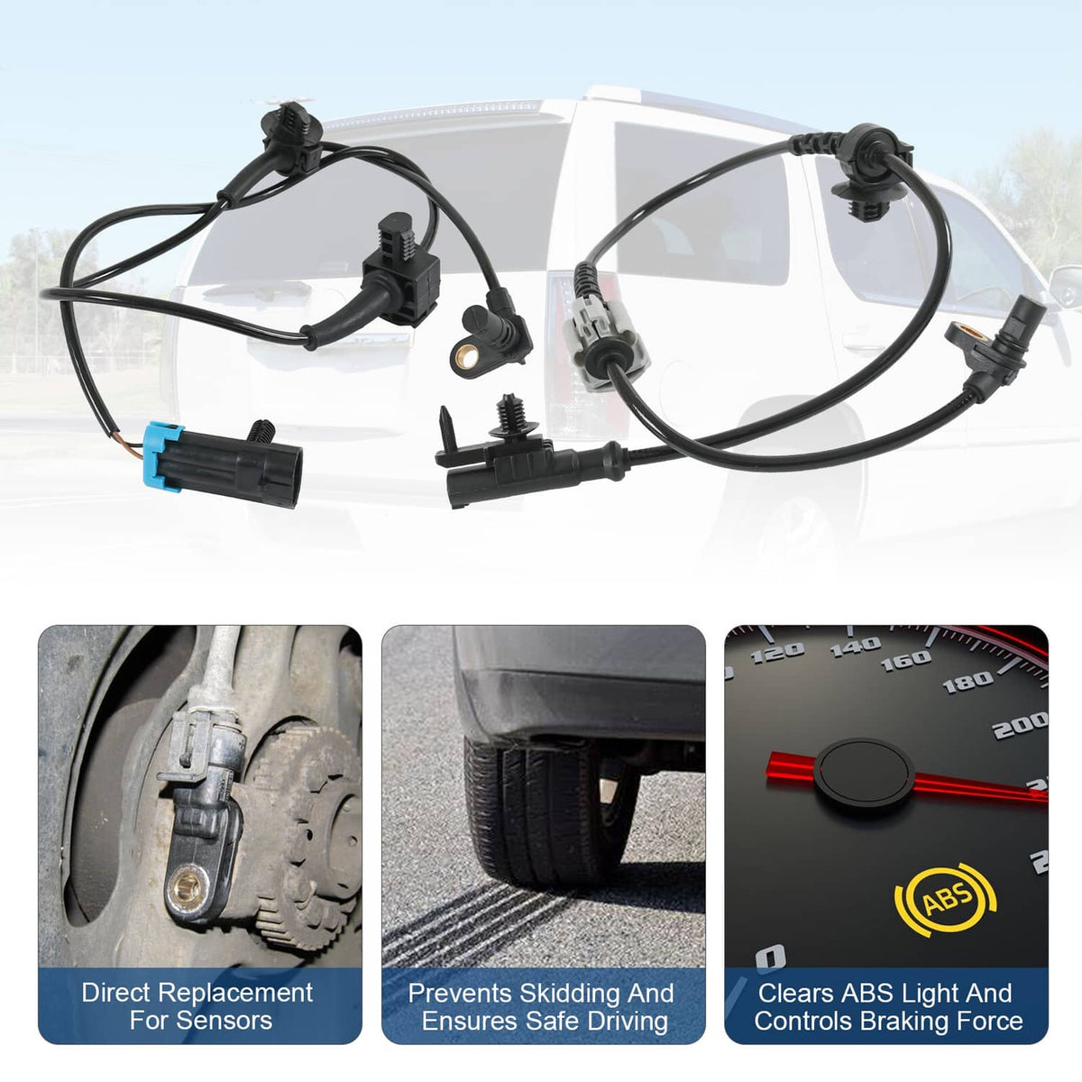 Bethesda Industrial 4x Front & Rear ABS Wheel Speed Sensor for Chevy Silverado 1500 GMC Sierra 1500