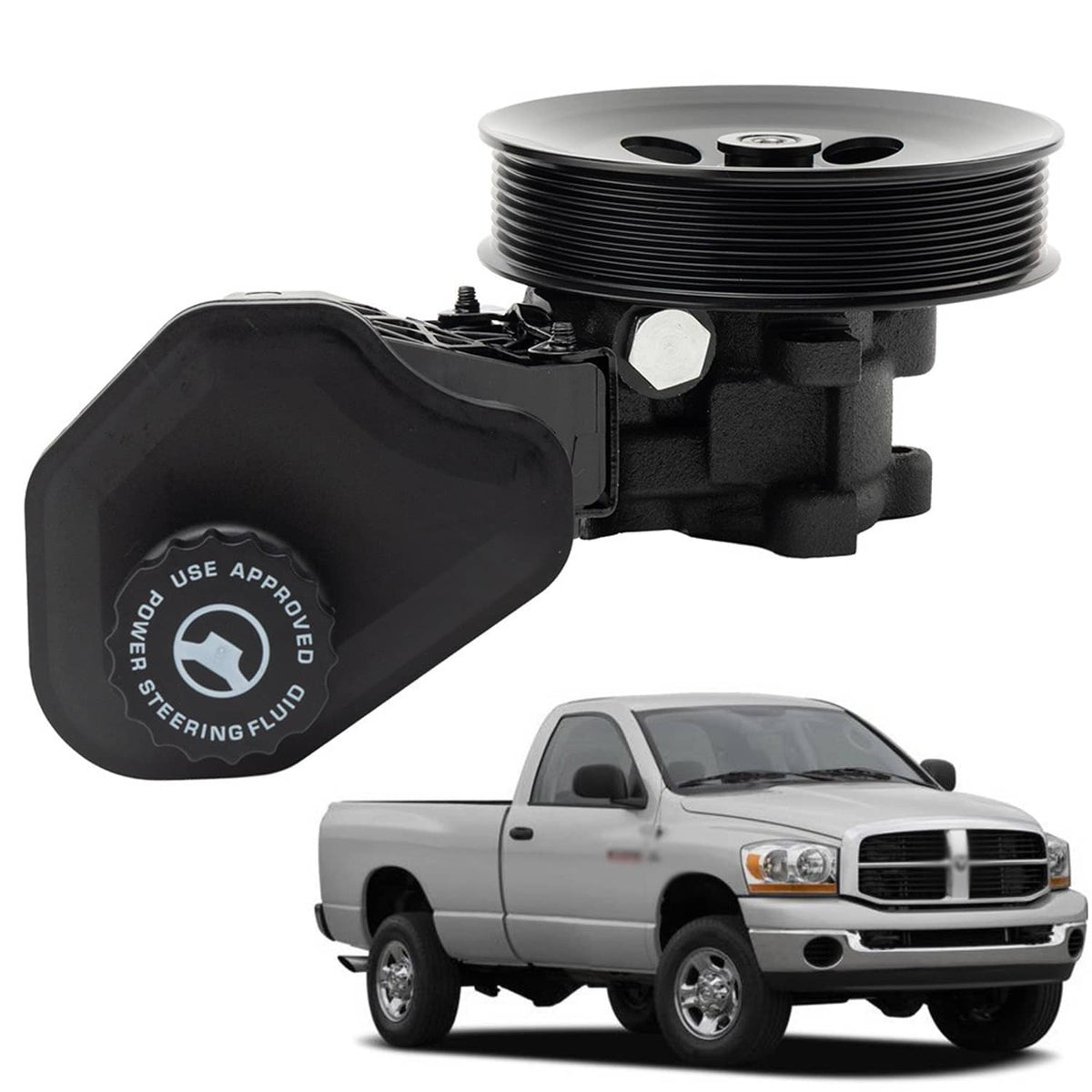 Bethesda Industrial New Power Steering Pump w/ Reservoir & Pulley for 2003-2007 Dodge Ram 2500 3500