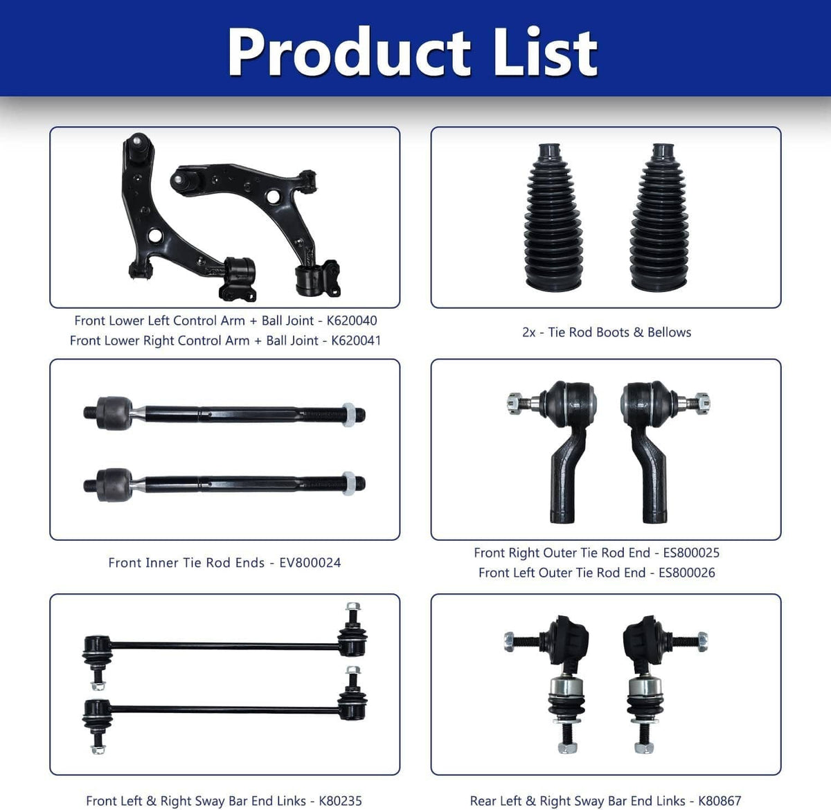 Bethesda Industrial 12Pcs Front Lower LH RH Control Arm Set Suspension Kit for 2004-2009 Mazda 3 5