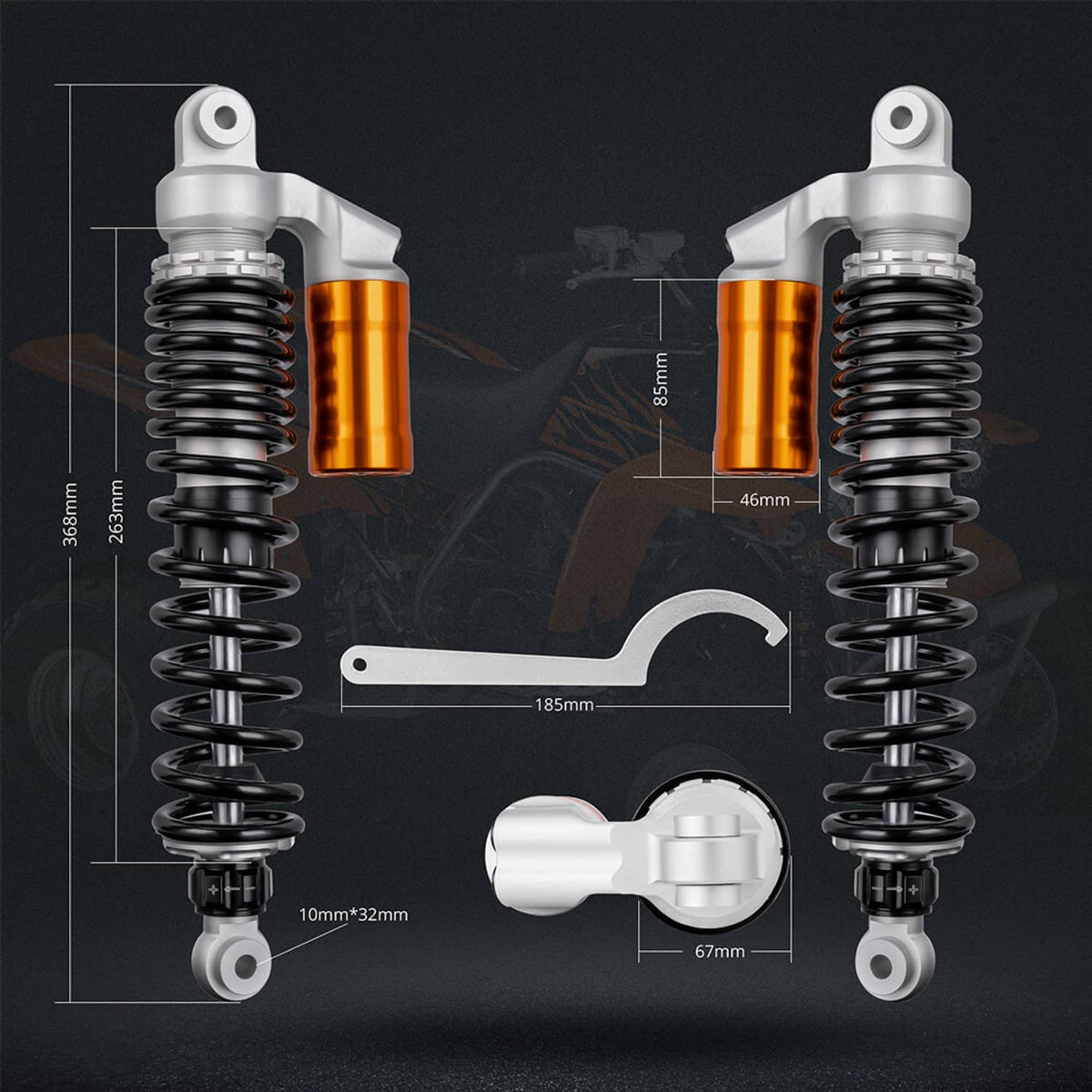 Bethesda Industrial Front Shocks Absorber Fit for 1987-2006 Yamaha Banshee 350 YFZ350 Black Spring