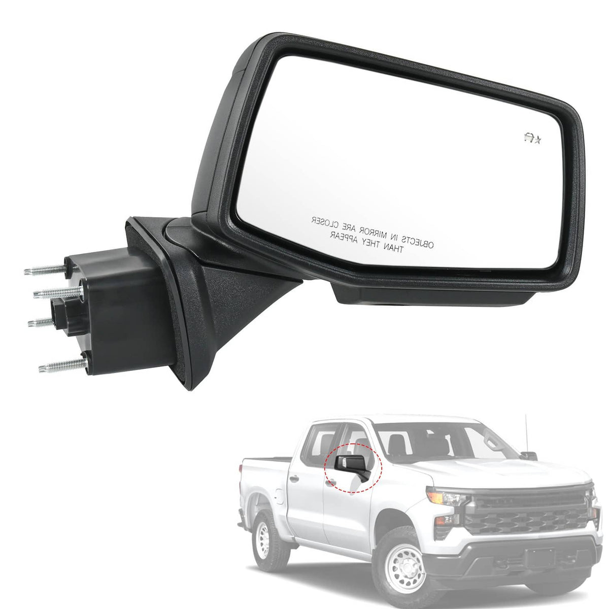 Bethesda Industrial Passenger Right Side Door Mirror for 2019-24 Chevy Silverado 1500 W/Heated Power