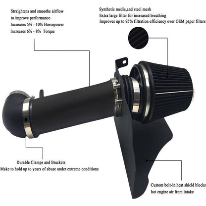 Bethesda Industrial 4" Cold Air Intake Kit w/ Heat Shield for 05-10 Dodge Chrysler HEMI 5.7L 6.1L V8