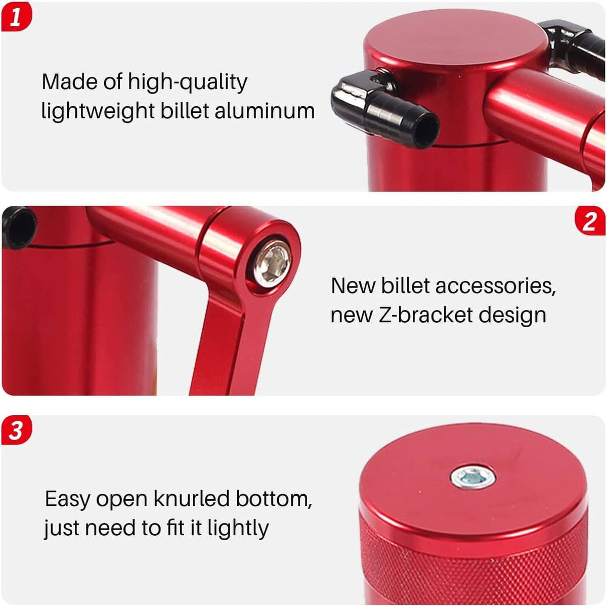 Bethesda Industrial Oil Catch Can Kit Z-Bracket Red Finish Fit For 2011-21 Dodge Challenger Chrysler