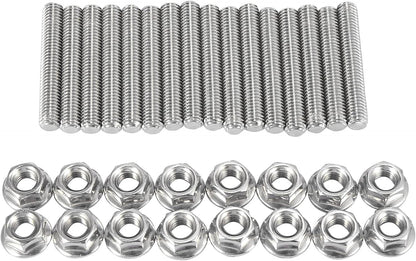 Bethesda Industrial 16pcs Stainless Steel Exhaust Manifold Stud Nuts Set for Ford 4.6L 5.4L Liter V8