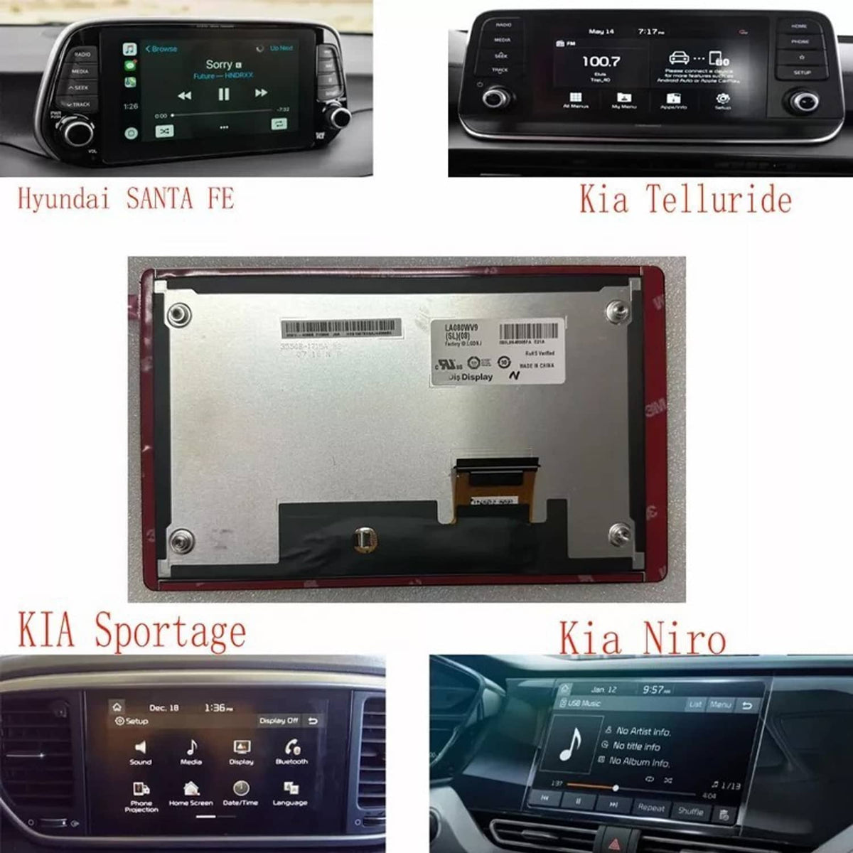 Bethesda Industrial 8" Lcd Display Touch Screen For Hyundai Kia LA080WV9-SL02 SL04 SL0