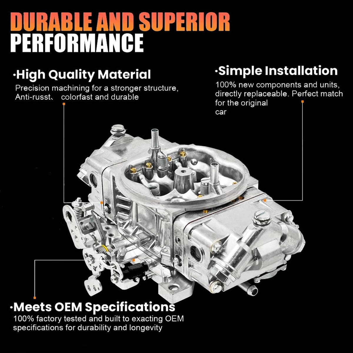 Bethesda Industrial Carb Fuel for Holley Quick BR-67199 650CFM Race Carburetor Double Pumper Replace