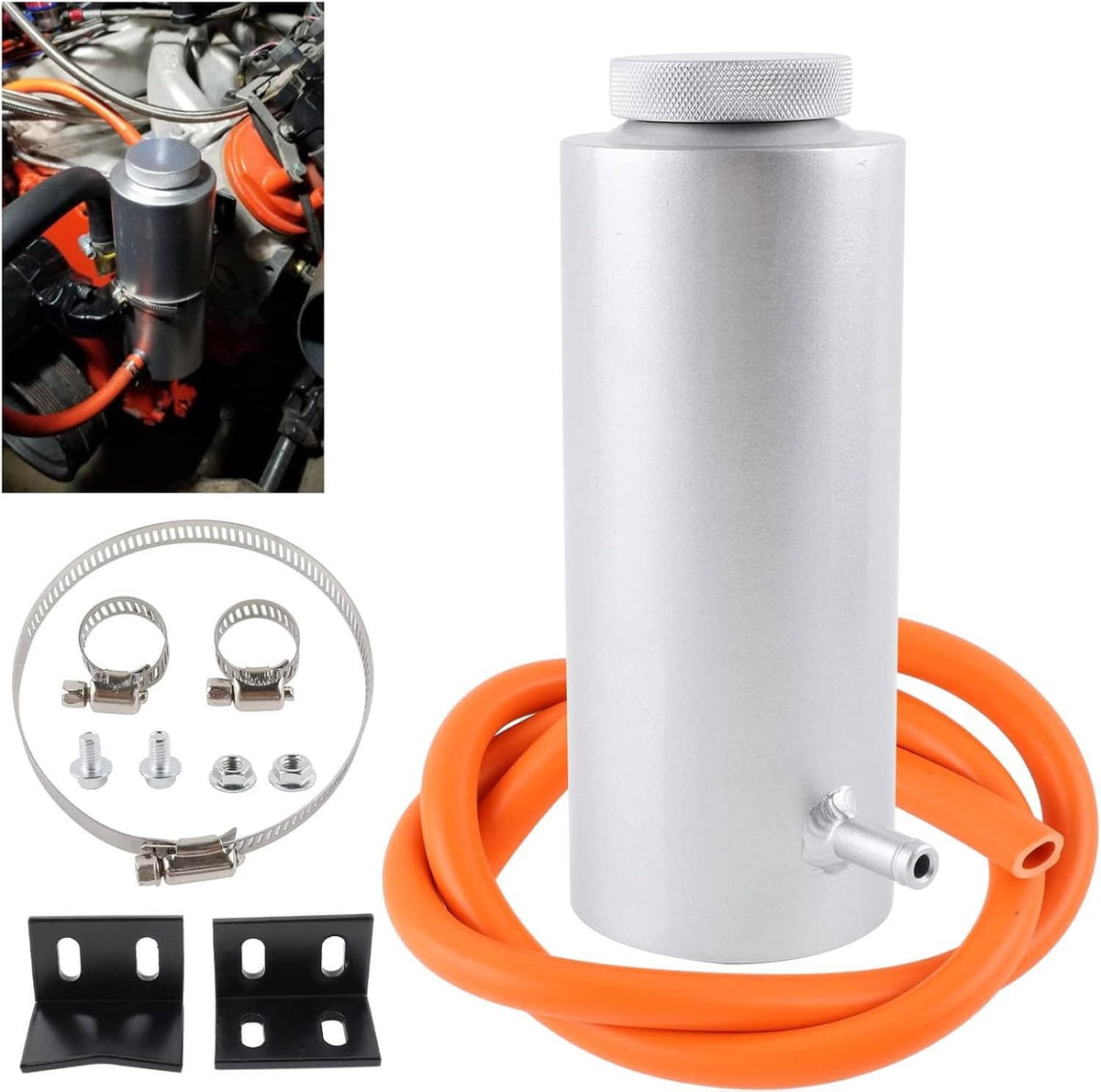 Bethesda Industrial Silver Universal Radiator Coolant Catch Tank Overflow Reservoir 800ml Aluminum