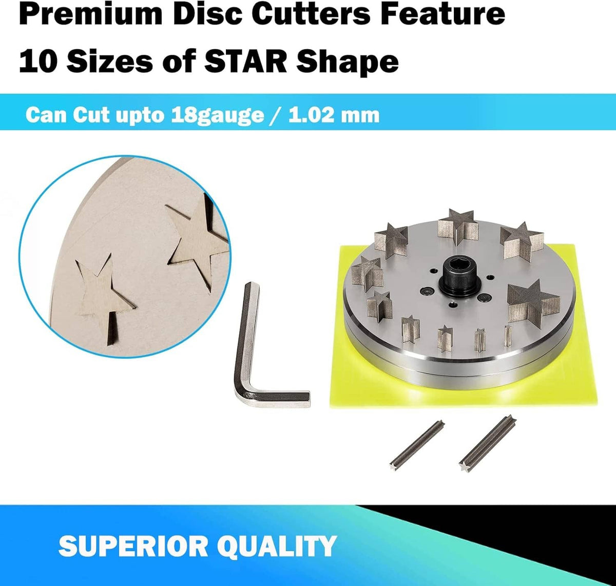 Bethesda Industrial Disc Cutter 5mm to 31mm With 10 Punches For Star Shapes Stamping Blanks Star