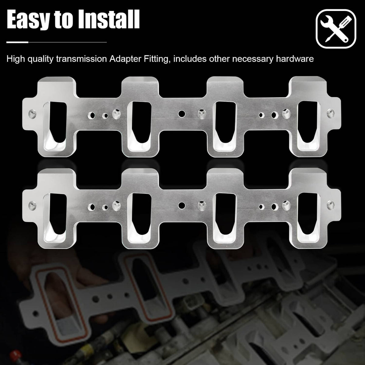 Bethesda Industrial For LS Cathedral Port Cylinder Head to Rectangle Port Intake Manifold Adapters