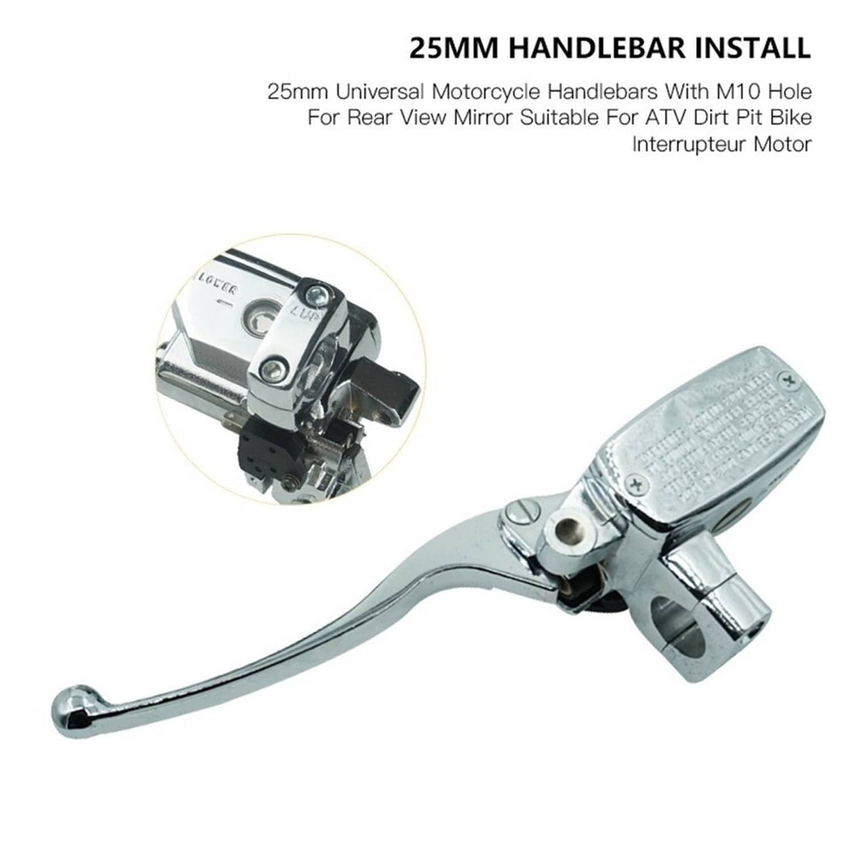 Bethesda Industrial 1" Left Motorcycle Handlebar Hydraulic Brake Master Cylinder lever Chrome(25MM)