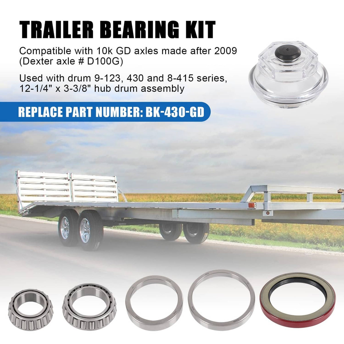 Bethesda Industrial Trailer Bearing Kit For Dexter 10K GD 10-51 Seal Axle After 2009 9-123 8-415