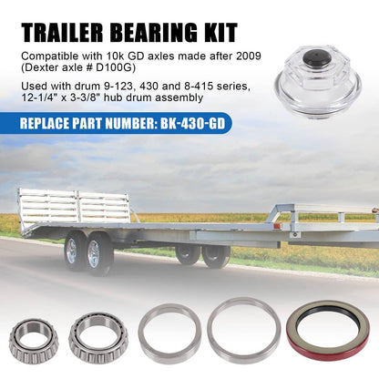 Bethesda Industrial Trailer Bearing Kit For Dexter 10K GD 10-51 Seal Axle After 2009 9-123 8-415