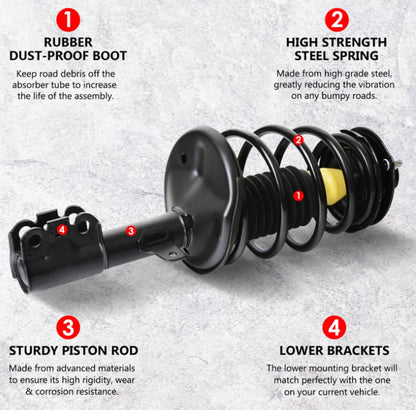 Bethesda Industrial 4Pcs Front+Rear Complete Shock Struts Assembly For 2007-2011 Toyota Camry 172307