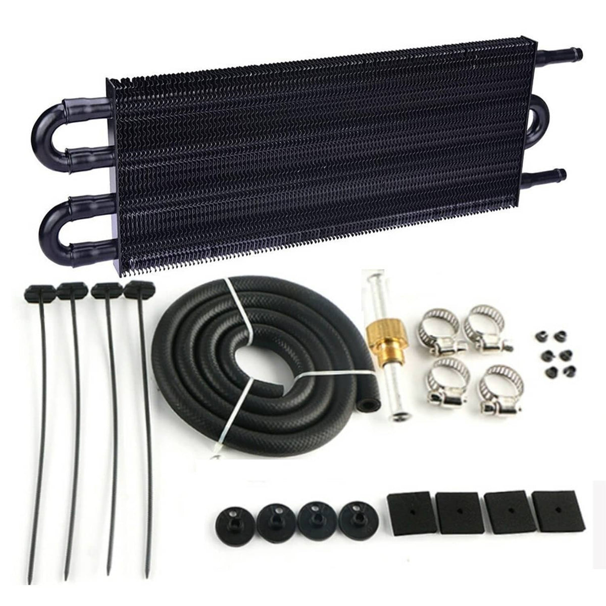 Bethesda Industrial Transmission Oil Cooler+Hose /Mounting Kit 4 Row Radiator Auto-Manual Aluminum