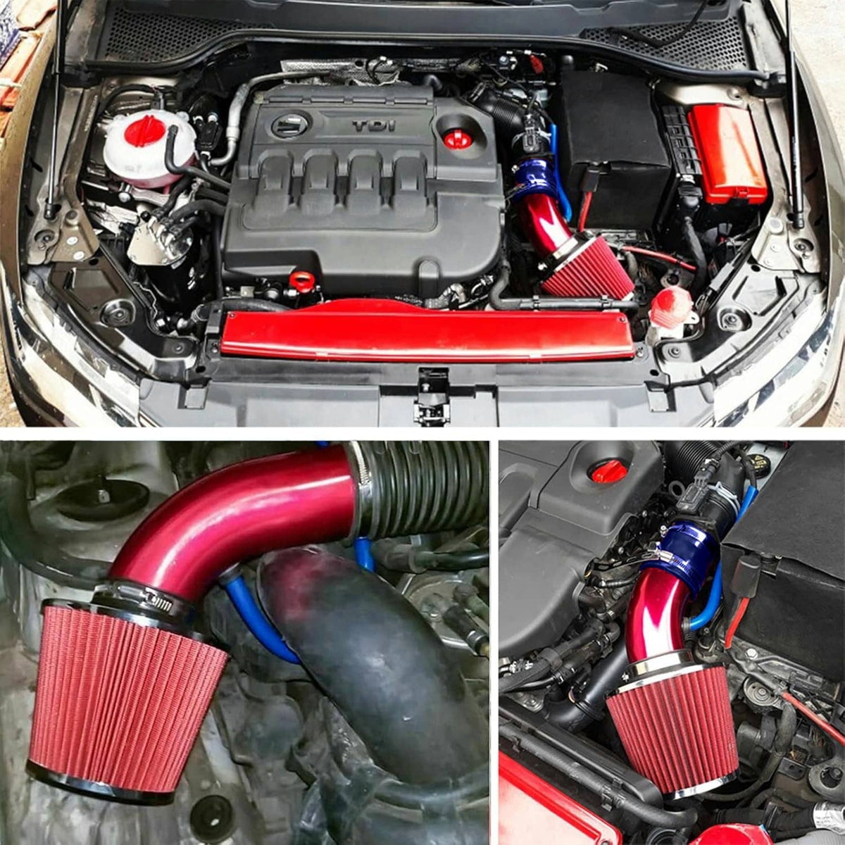 Bethesda Industrial 3" Cold Air Intake Filter Induction Kit Aluminum Pipe Power Flow Hose System