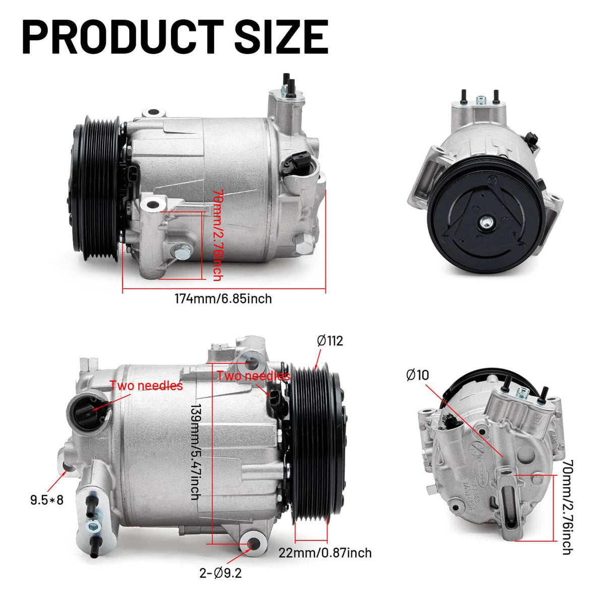 Bethesda Industrial Air Conditioner with Clutch Fit for Maserati Ghibli V6 3.0L 2014-2017 2018 2019