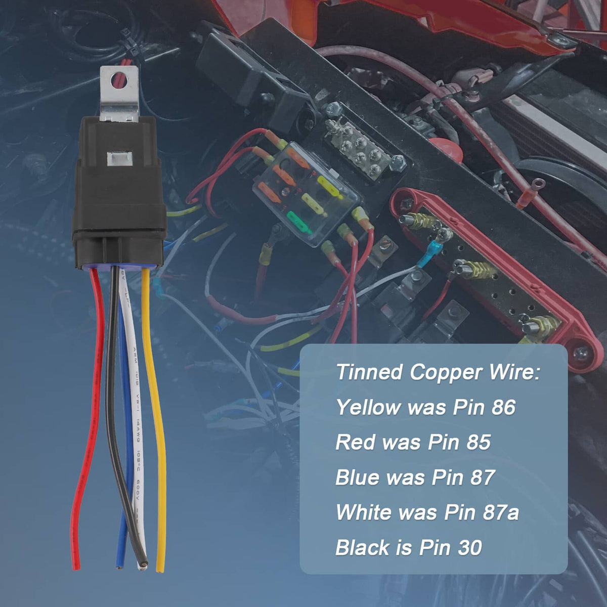 Bethesda Industrial Waterproof 5 Pin 12V 40 Amp Relay & Socket W/ 5" 12 Gauge Wire Pigtail Harness