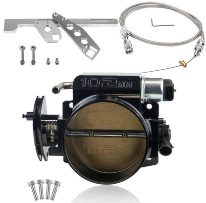 Bethesda Industrial Black 102mm Throttle Body w/Throttle Cable & TPS IAC For GM Gen III LS1 LS2 LS6