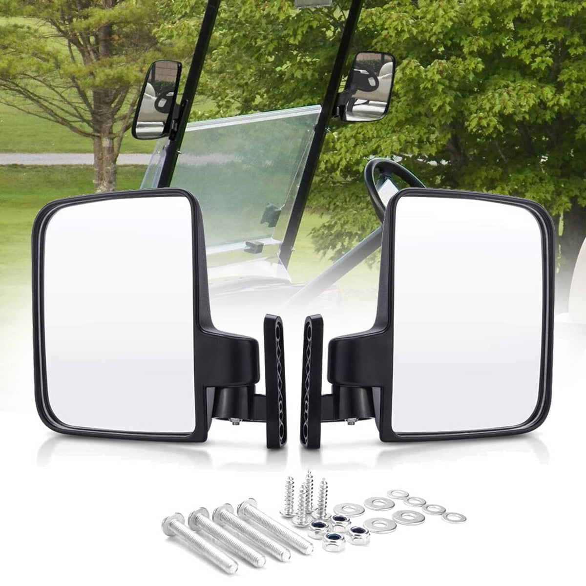 Bethesda Industrial Universal Golf Cart Side Mirrors No Drilling Rear View Mirror for EZGO Club Car