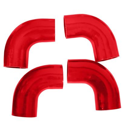 Bethesda Industrial 3" DIY Polished Intercooler Piping w/ U Pipe Red Silicone Coupler + Clamp Kit