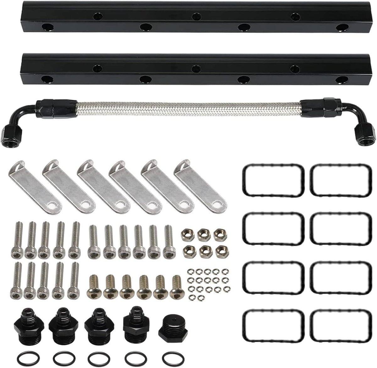 Bethesda Industrial Billet Fuel Rail Kit for LS LS1 LS2 LS3 LS6 Intake Manifold +Hardware Black New