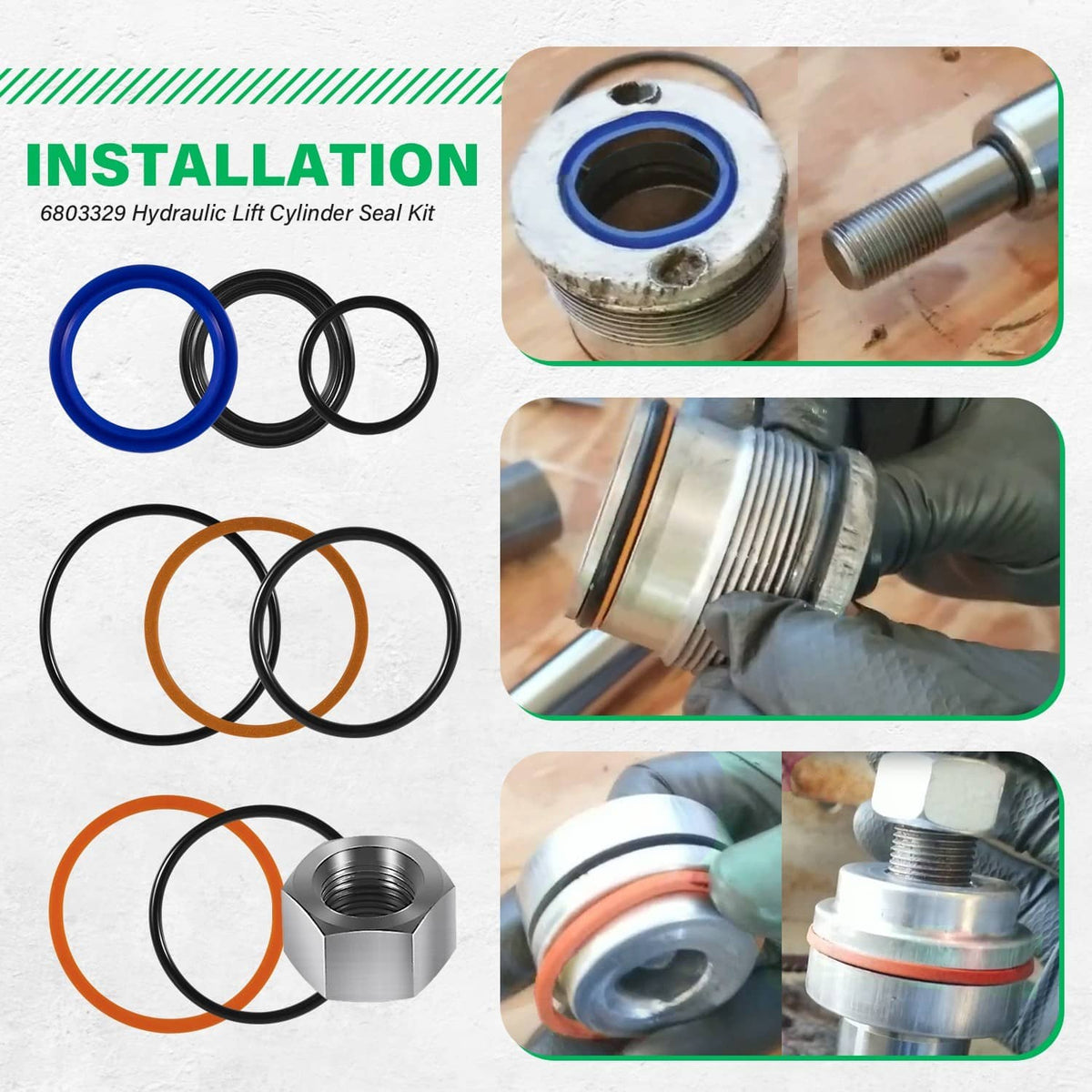 Bethesda Industrial 2 sets 6803329 7137769 Hydraulic Lift Cylinder Seal Kit for Bobcat 444, 500, 520