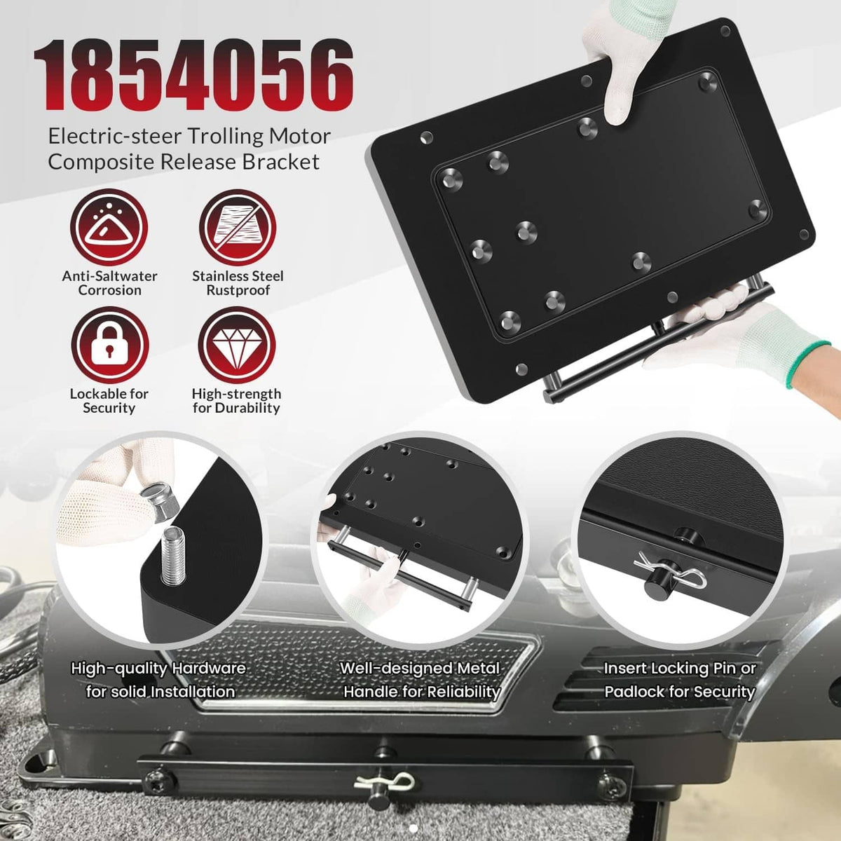 Bethesda Industrial 1854056 MKA-56 Quick Release Bracket for Minn Kota QUEST Trolling Motor, Black