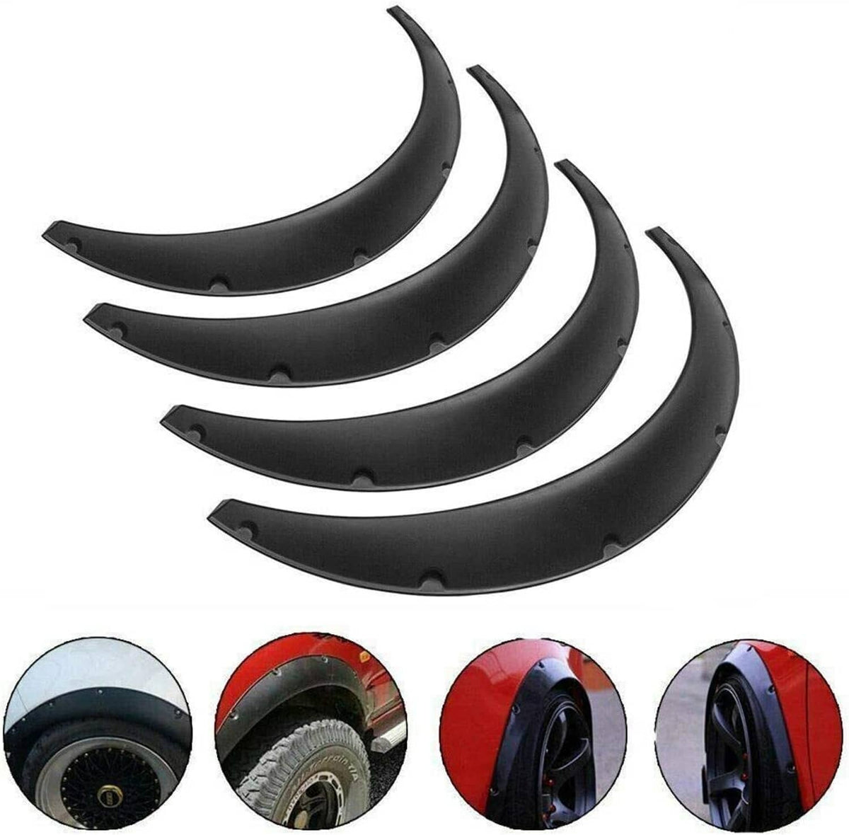 Bethesda Industrial 4x Fender Flares Polyurethane Wide Car Wheel Arches Body Kit Universal Balck