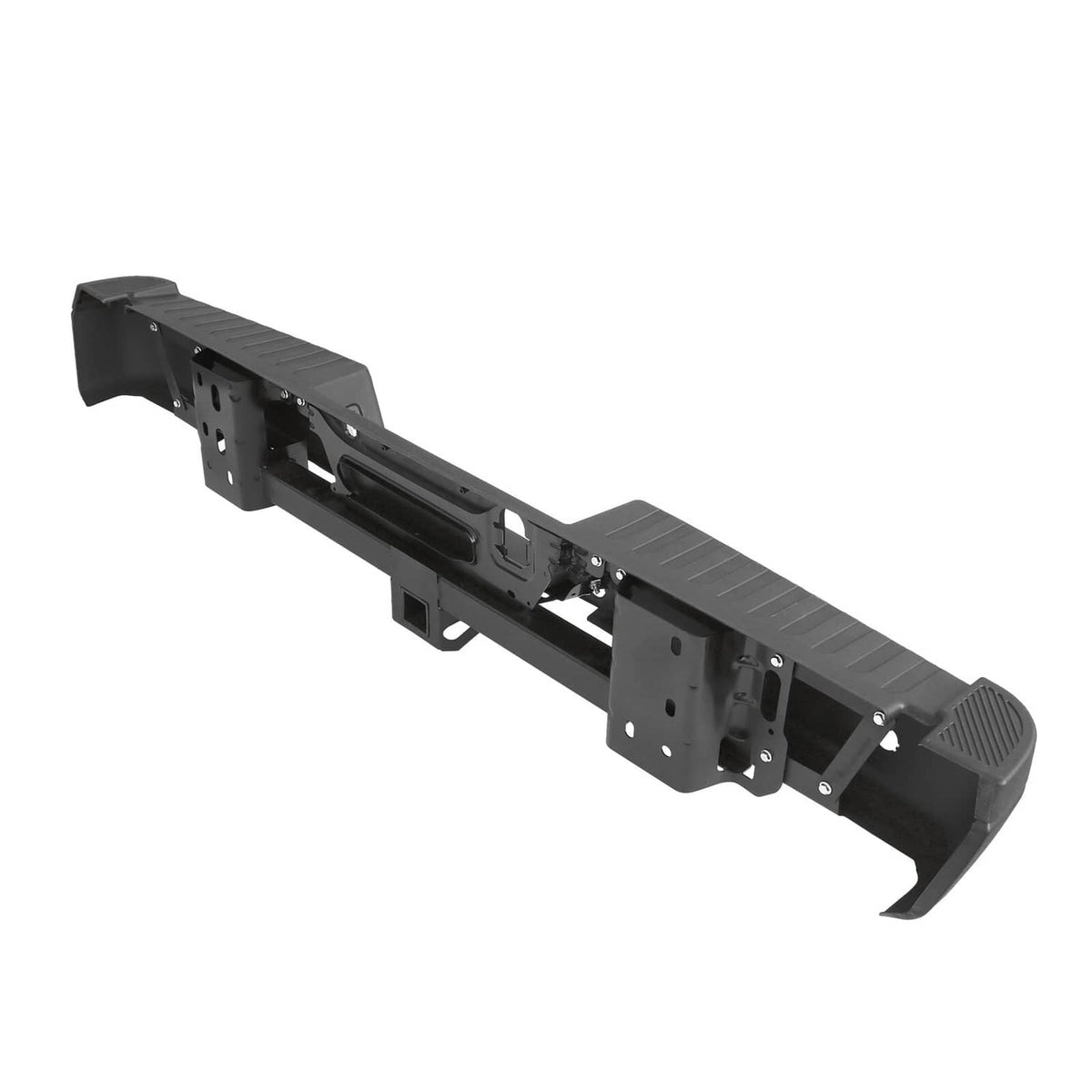Bethesda Industrial Black Rear Bumper Assembly w/ Max Tow Hitch w/ Sensor Holes For 15-20 Ford F-150