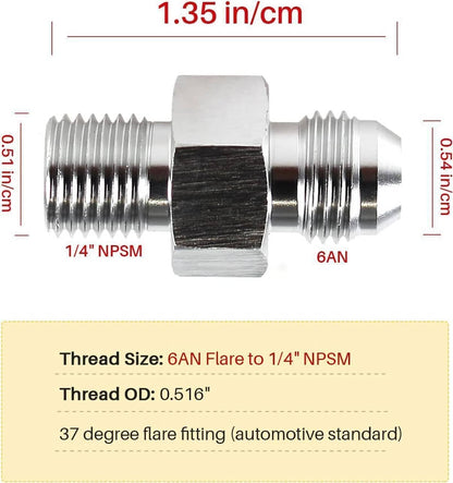 Bethesda Industrial 2Pcs Transmission Adapter Fittings 6AN Flare to 1/4" NPSM for TH350 TH400 700R4