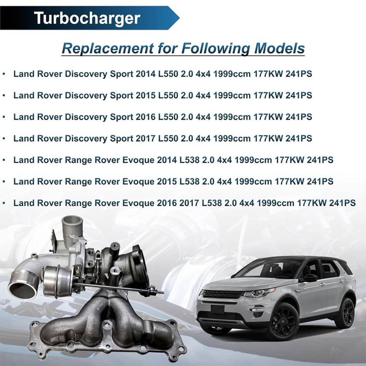 Bethesda Industrial Turbo Charger for 2014-2017 Range Rover Evoque L538 Discovery Sport L550 2.0L