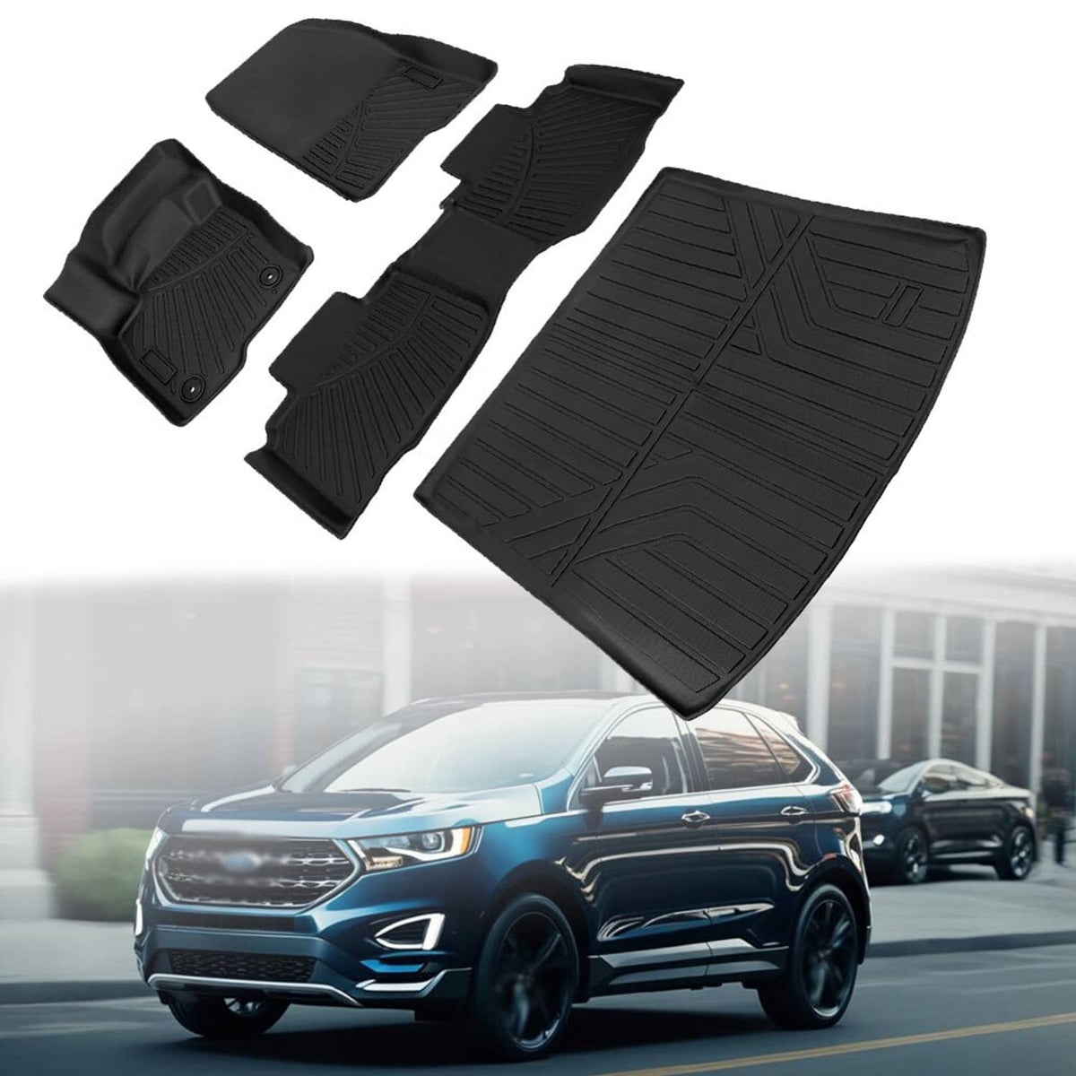 Bethesda Industrial All Weather 3D Floor Mats & Cargo Liner for 15-25 Ford Edge Waterproof TPE Liner