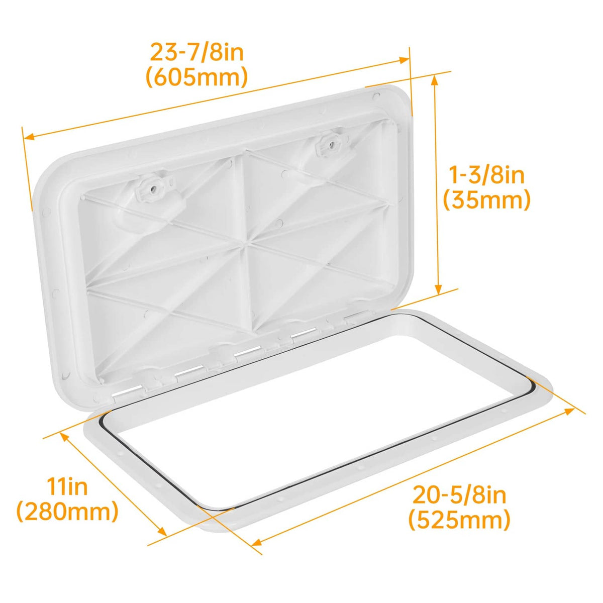 Bethesda Industrial 2X MARINE BOAT Deck Access HATCH & LID 24" X 14" RV Storage ( White, ABS )