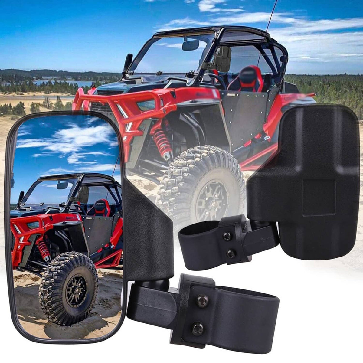 Bethesda Industrial 1.75" 2" Roll Bars UTV Side View Rear Mirrors Set For Honda Pioneer 1000 700 500