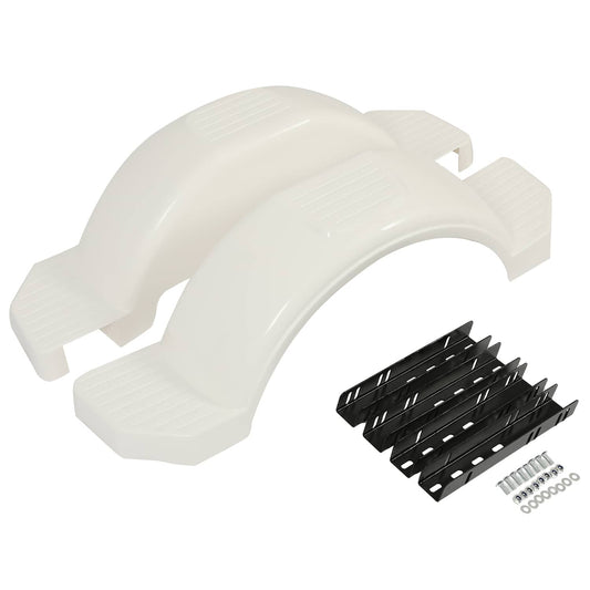 Bethesda Industrial Pair L&R Single Axle Trailer Fenders White HDPE For 13" diameter Wheels Tires