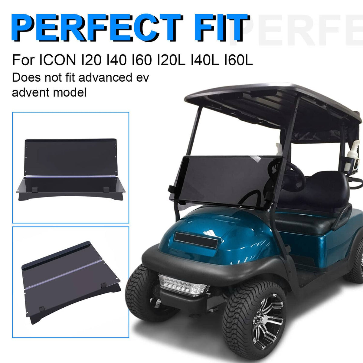 Bethesda Industrial Tinted Windshield Fold Down Flip Windscreen For ICON i20 i40 i60 i20L i40L i60L