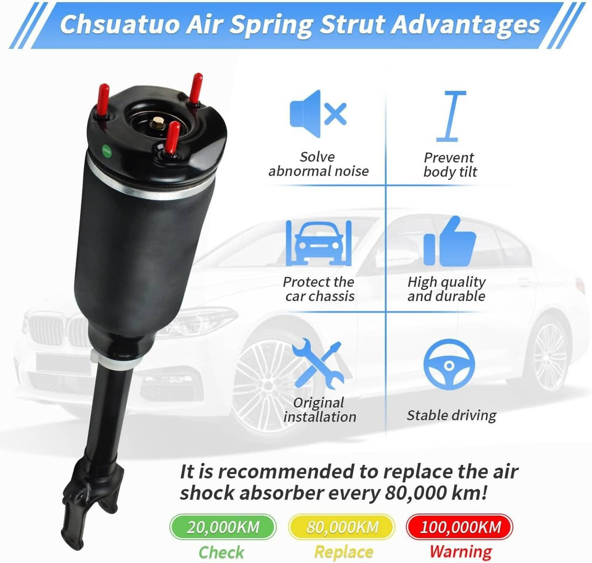 Bethesda Industrial Front Air Suspension Shock Strut 1643206113 for Mercedes W164 GL350 GL450 New